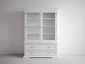 Estanterías de madera y vidrio 110x45x190 cm - Blanco - 2 puertas y 2 cajones