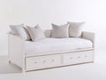Sofás cama de madera 205x95x85 cm - Blanco - Diseño tipo diván con 2 cajones