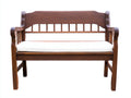 Bancos de jardín de madera 120x55x90 cm color marrón oscuro para 2 plazas con asiento acolchado beige y diseño clásico