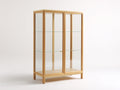 Estanterías de madera y vidrio 100x40x170 cm - Madera natural - 2 puertas y diseño minimalista