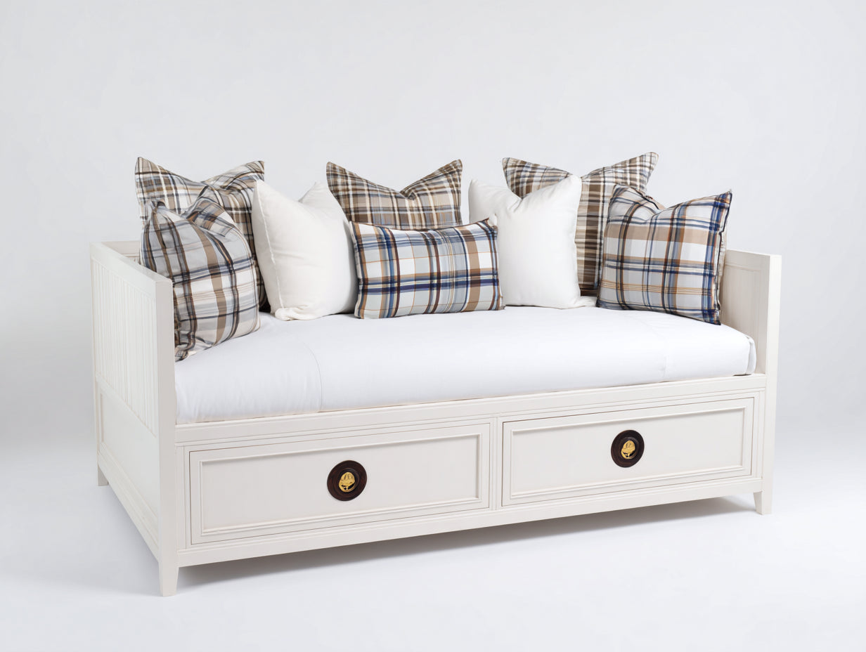 Sofás cama de madera blanca con 2 cajones 210x100x92 cm - diseño clásico para dormitorio y habitación de invitados