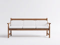 Bancos de jardín de madera marrón con asiento blanco 180x68x88 cm - diseño de 3 plazas con reposabrazos para terraza y patio