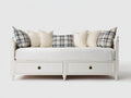 Sofás cama de madera manufacturada y tela 202 x 95 x 86 cm - Blanco - Con 2 cajones y diseño clásico