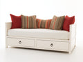 Sofás cama de madera 205x95x85 cm - Blanco crema - Diseño tipo diván con 2 cajones
