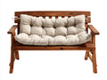 Bancos de jardín de madera 125x65x88 cm - Marrón nogal y beige - Banco de 2 plazas con cojín acolchado