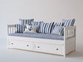 Sofás cama de madera manufacturada y tela 204 x 96 x 88 cm - Blanco y azul marino - Con 2 cajones y diseño costero