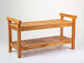 Bancos de jardín de madera 120x45x75 cm - Marrón miel - Asiento de listones con estante inferior