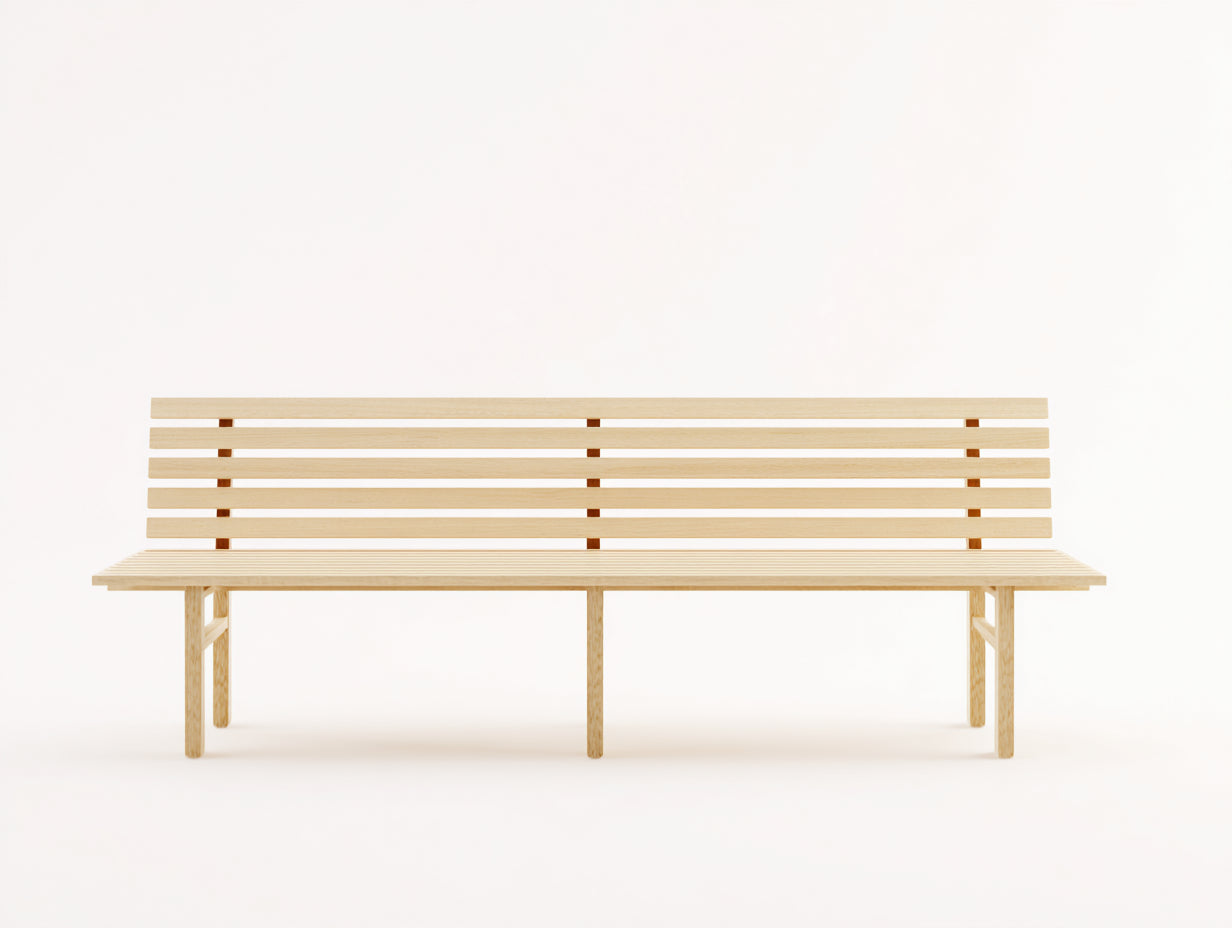 Bancos de jardín de madera 200x60x85 cm - Madera natural - Respaldo de listones y asiento para 4 personas