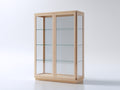 Estanterías de madera y vidrio 100x40x180 cm color madera natural con 2 puertas y 3 estantes diseño moderno