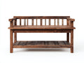 Bancos de jardín de madera 130 x 55 x 88 cm - Marrón envejecido - Con respaldo reposabrazos y estante inferior rústico