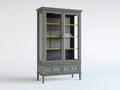 Estanterías de madera y vidrio 105x42x185 cm - Gris antracita - 2 puertas y 2 cajones