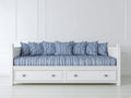 Sofás cama de madera manufacturada y tela 205 x 96 x 88 cm - Blanco y azul - Con 2 cajones y diseño clásico