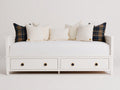 Sofá cama de madera 210 x 95 x 90 cm - blanco - con 2 cajones y diseño clásico